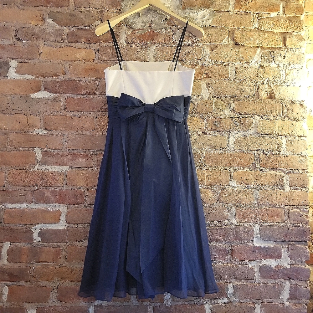 Strapless Cream and Navy Dress